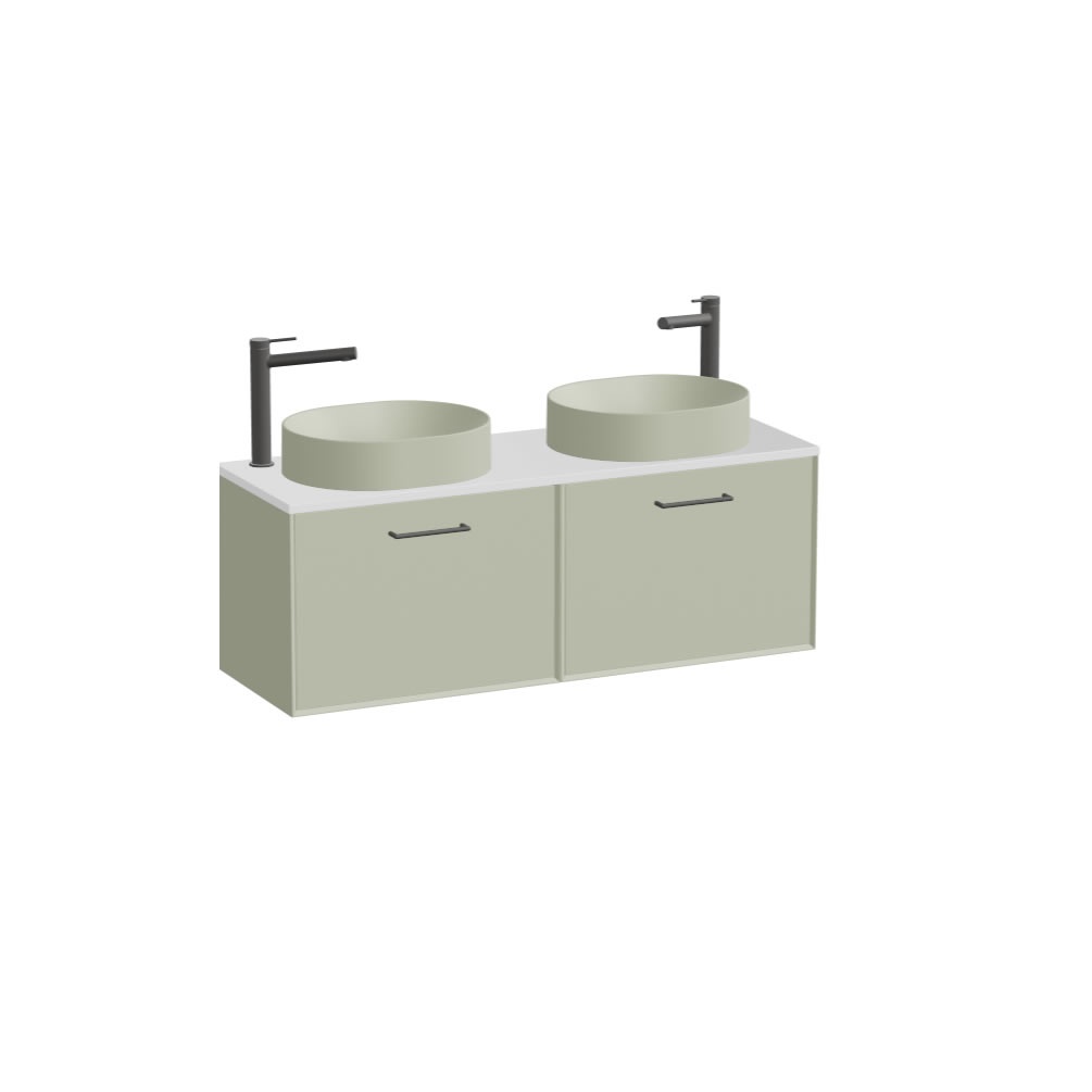 Vado Safari Smooth 1200mm Sage Green Wall Hung Vanity Unit & Gloss White Worktop